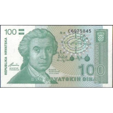 Croacia, 100 Dinara 8 Oct 1991 P20a