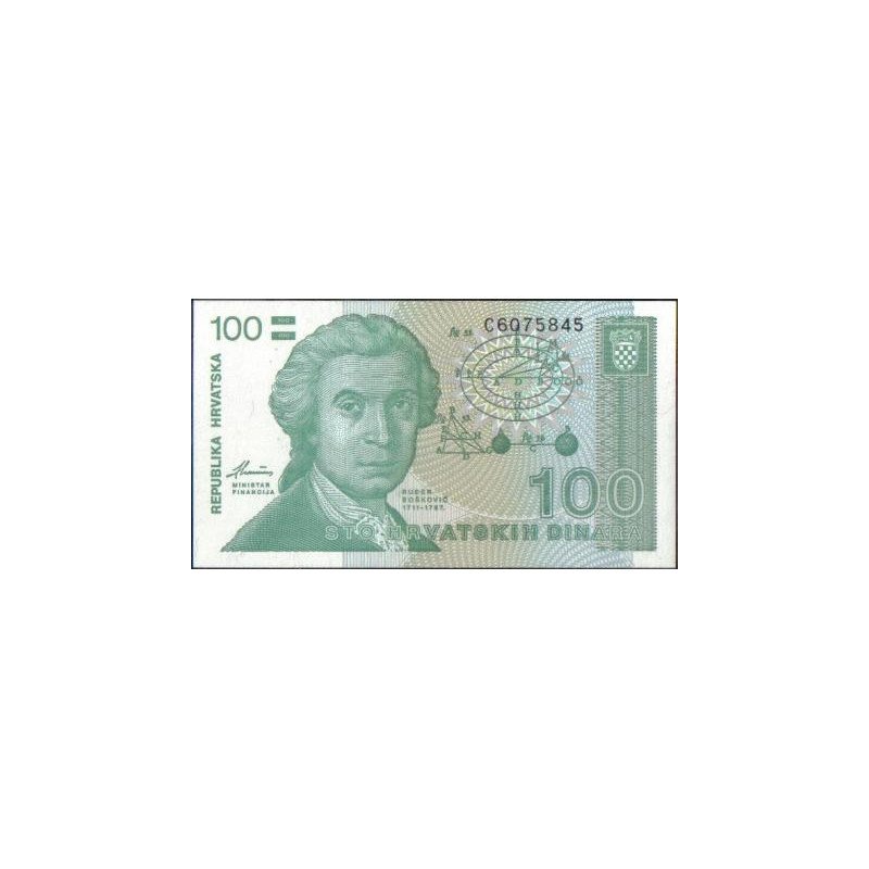 Croacia, 100 Dinara 8 Oct 1991 P20a