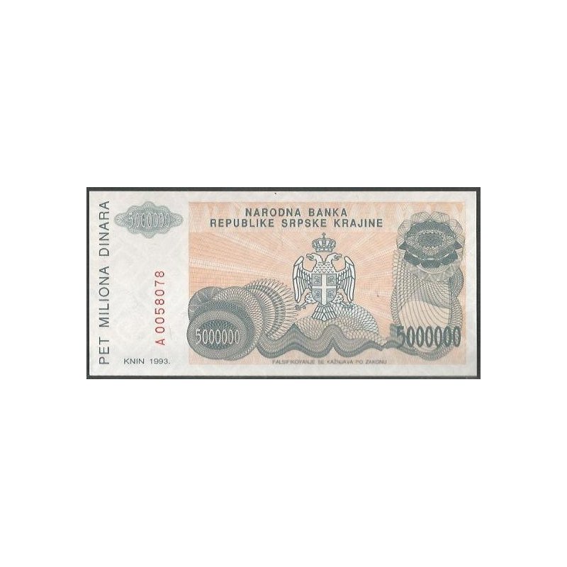 Croacia, 5.000.000 Dinara 1993 PR24a