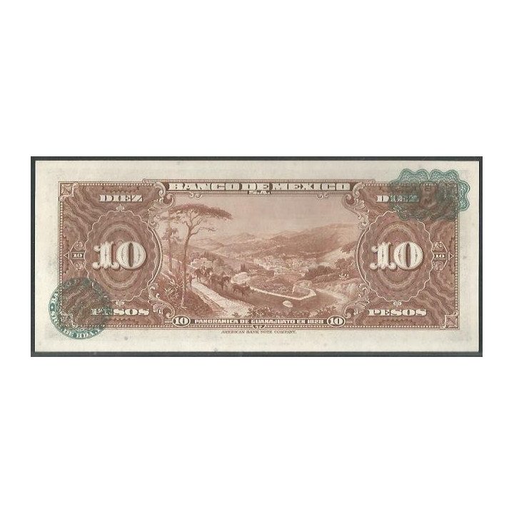 Mexico 10 Pesos 20 May 1959 Serie IR P58g reverso