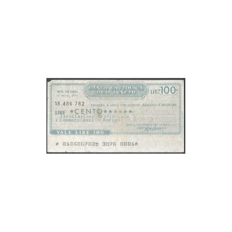 Italia - La Banca Cattolica del Veneto, 100 Lire 23 Mar 1976