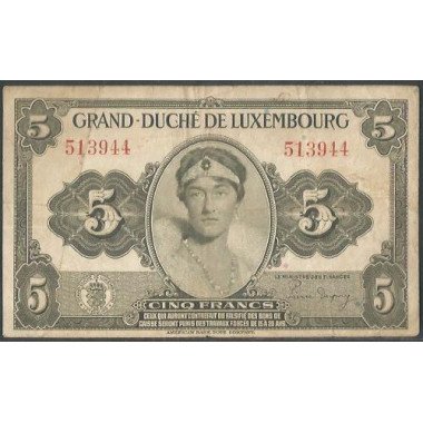 Luxemburgo, 5 Francs ND1944 P43a