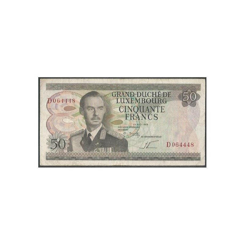 Luxemburgo, 50 Francs 25 Ago 1972 P55b