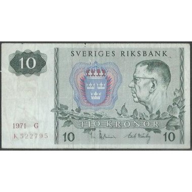 Suecia, 10 Kronor 1971 P52c