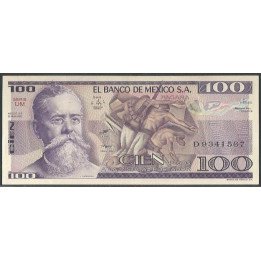 copy of Mexico 100 Pesos 25 Mar 1982 Serie US P74c