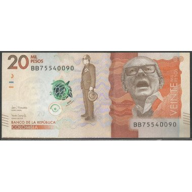 Billete de 20.000 Pesos 26 May 2020 Serie BB Desplazado vertical BGWNF20-