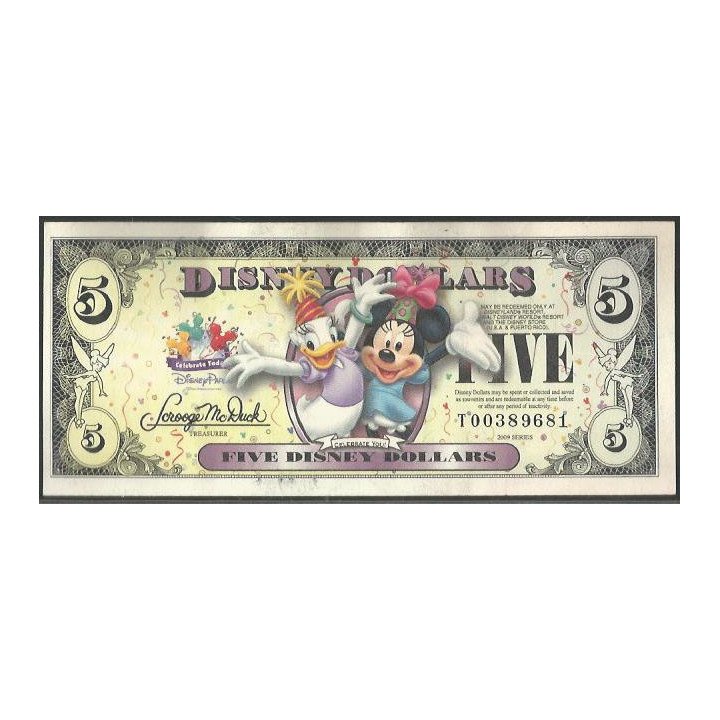 Disney 5 Dollars 2009 Mickey y Daisy Celebrate you