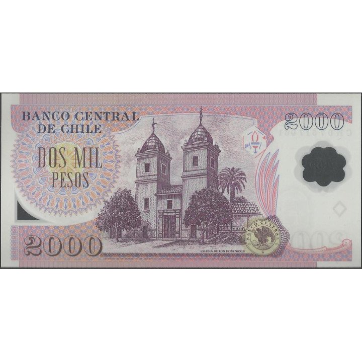 Chile 2.000 Pesos 2007 P160b reverso
