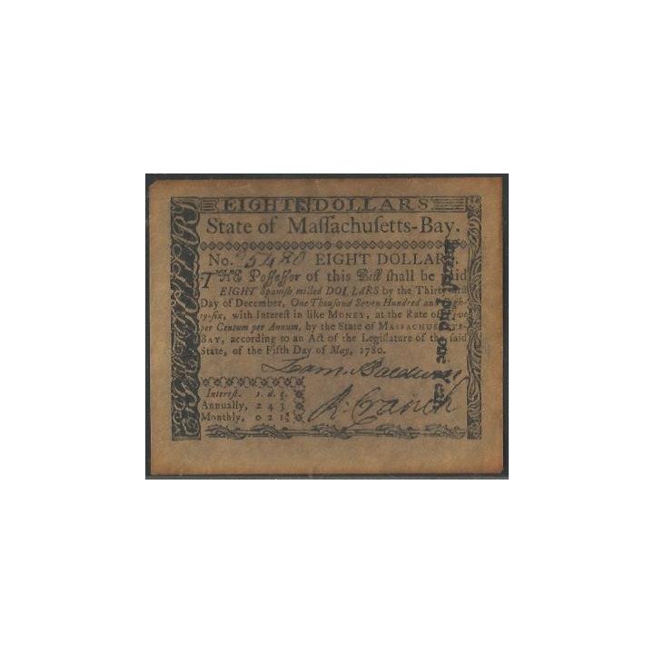 Eeuu - Massachussets 8 Dollars 5 May 1780 Ps1342 - Fascimil