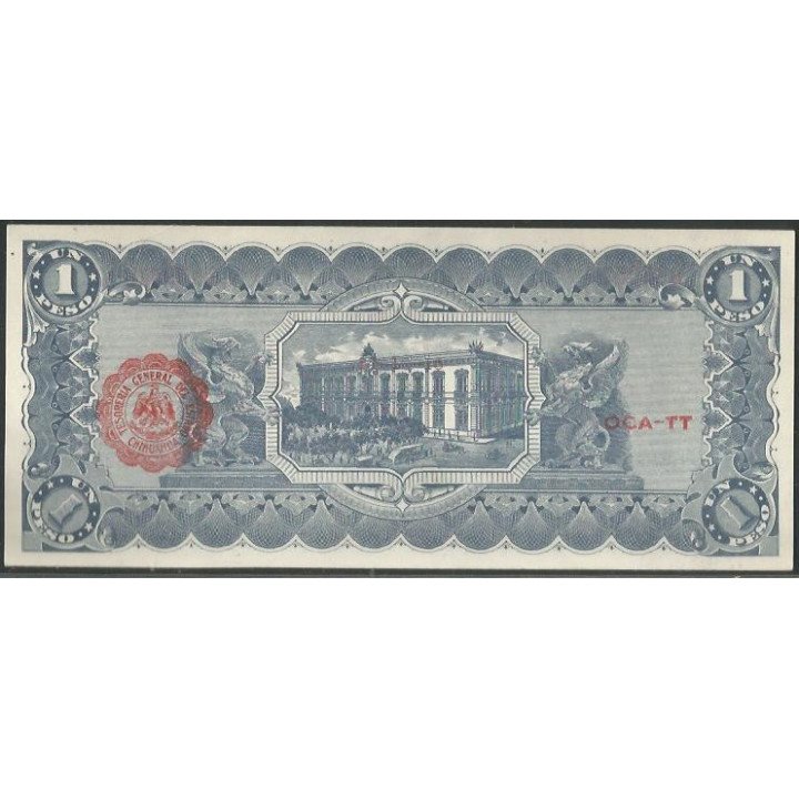 Mexico - El Estado de Chihuahua 1 Peso Jun 1915 Serie J Ps530a reverso