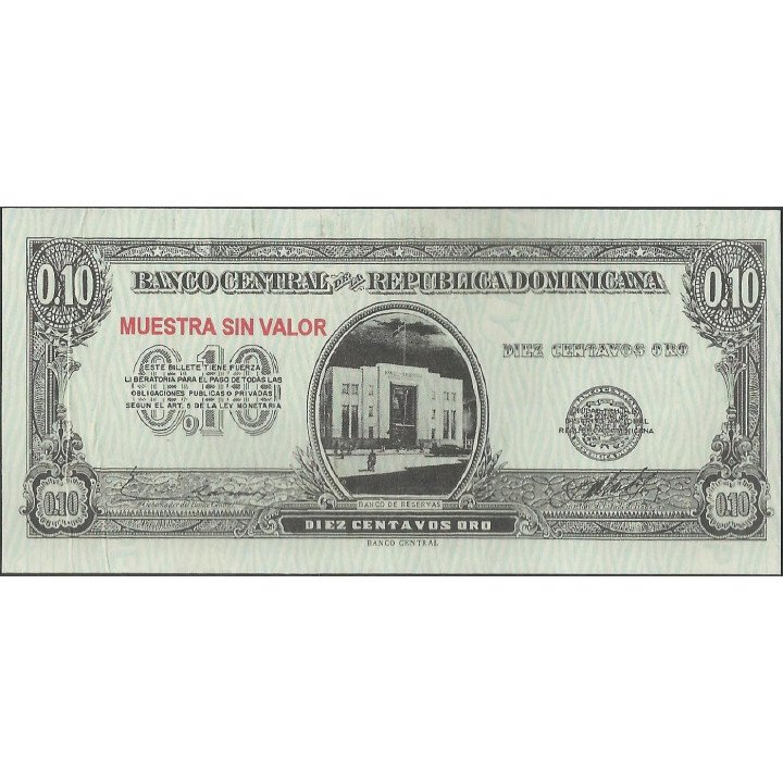 Rep. Dominicana 10 Centavos ND1961 P86aS Muestra sin valor