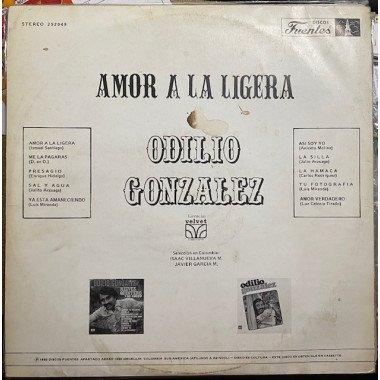 Odilio Gonzalez, Amor a la ligera - Colombia 1980