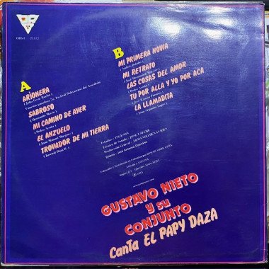 Gustavo Nieto y su conjunto, Idolos de mi tierra - Colombia 1983