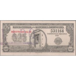 Rep. Dominicana 25 Centavos ND1961 P88aS Muestra sin valor