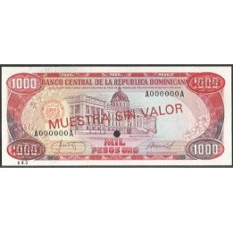 Rep. Dominicana 1.000 Pesos ND1984 P124s3 Muestra sin valor