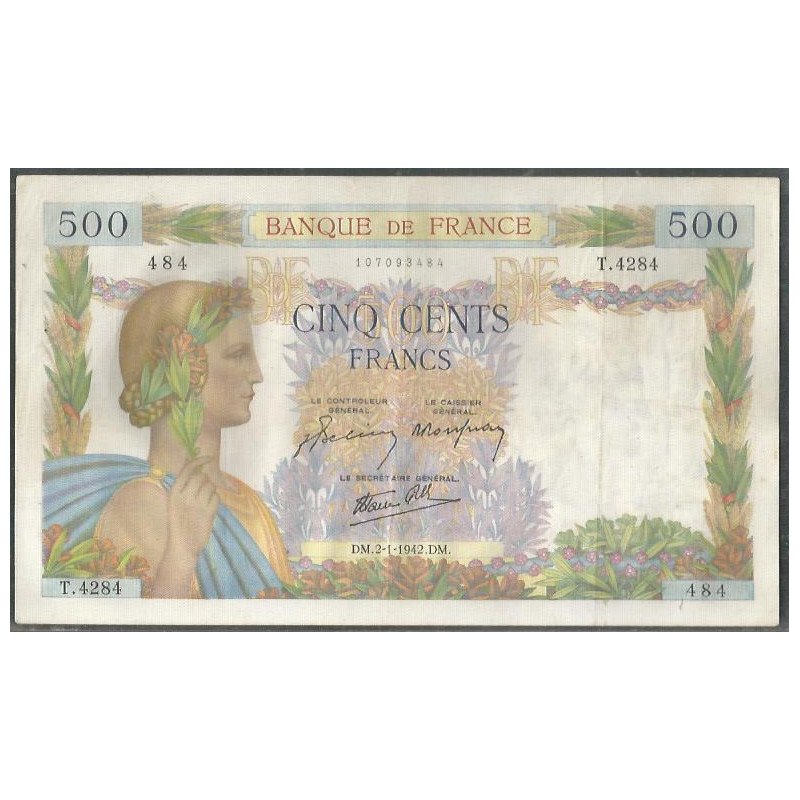 Francia, 500 Francs 2 Ene 1942 P95b