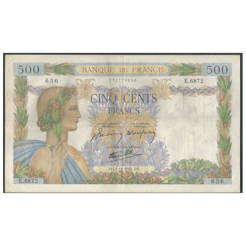Francia, 500 Francs 1 Oct 1942 P95b
