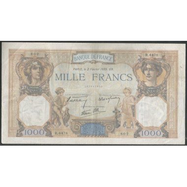 Francia, 1.000 Francs 2 Feb 1939 P90c