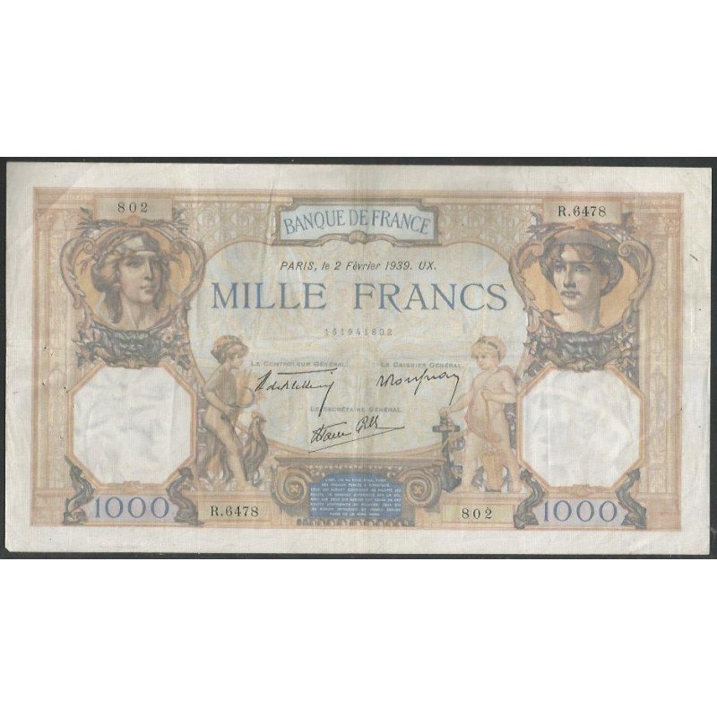Francia, 1.000 Francs 2 Feb 1939 P90c