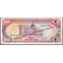 Rep. Dominicana 1.000 Pesos 1996 P158s1 Especimen / Muestra sin valor