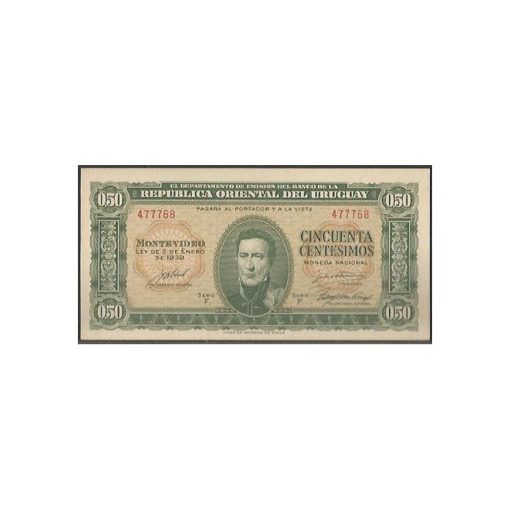 Uruguay 50 Centesimos L1939 Serie F P34