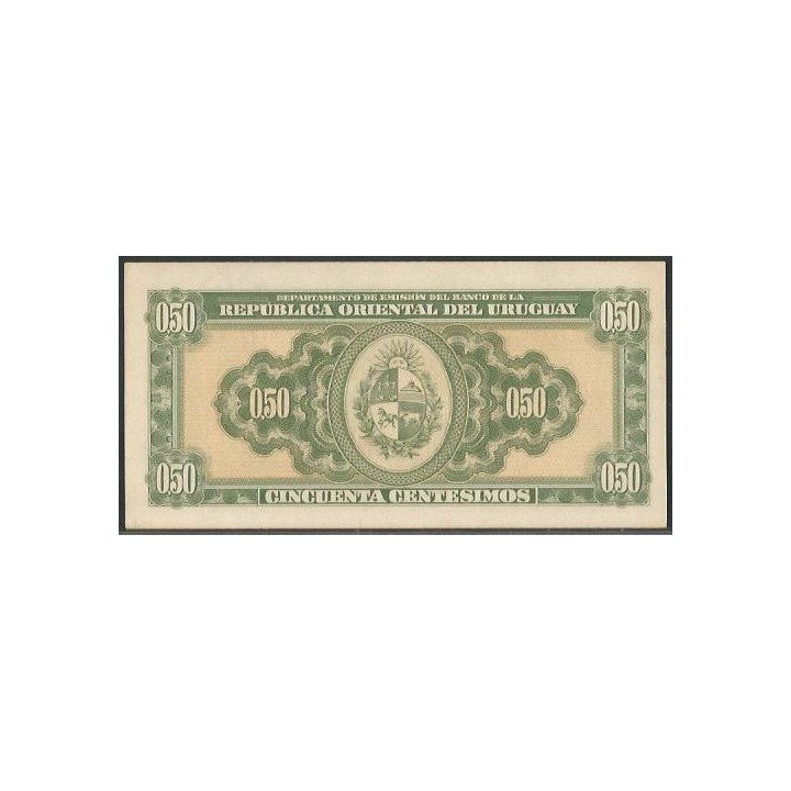 Uruguay 50 Centesimos L1939 Serie F P34 reverso
