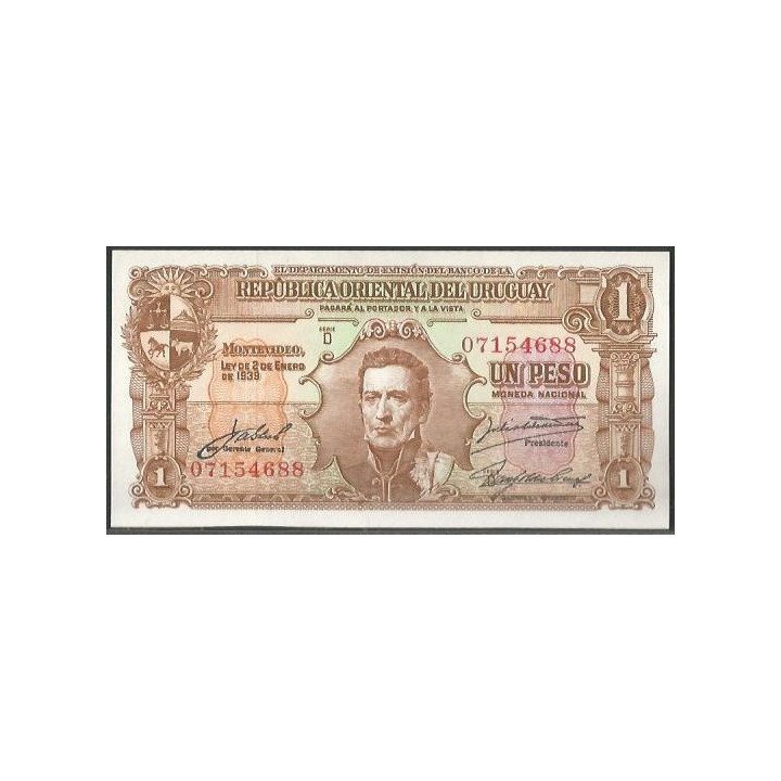 Uruguay 1 Peso L1939 Serie D P35c