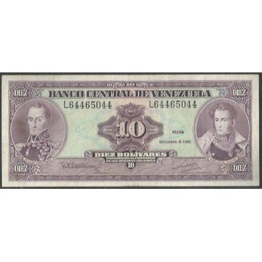 Venezuela, 10 Bolivares 8 Dic 1992 L8 P61c