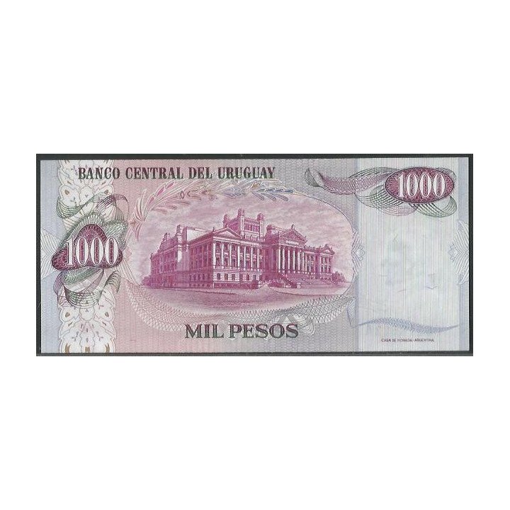 Uruguay 1.000 Pesos Serie A ND1974 P52 reverso