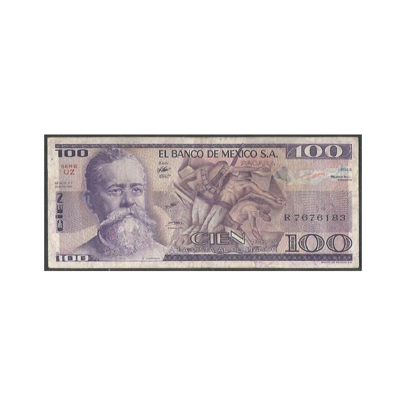 Mexico, 100 Pesos 25 Mar 1982 Serie UZ P74c