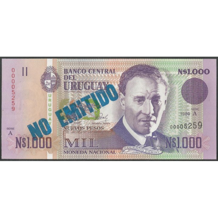 Uruguay 1.000 Nuevos Pesos 1986 P67A No Emitido