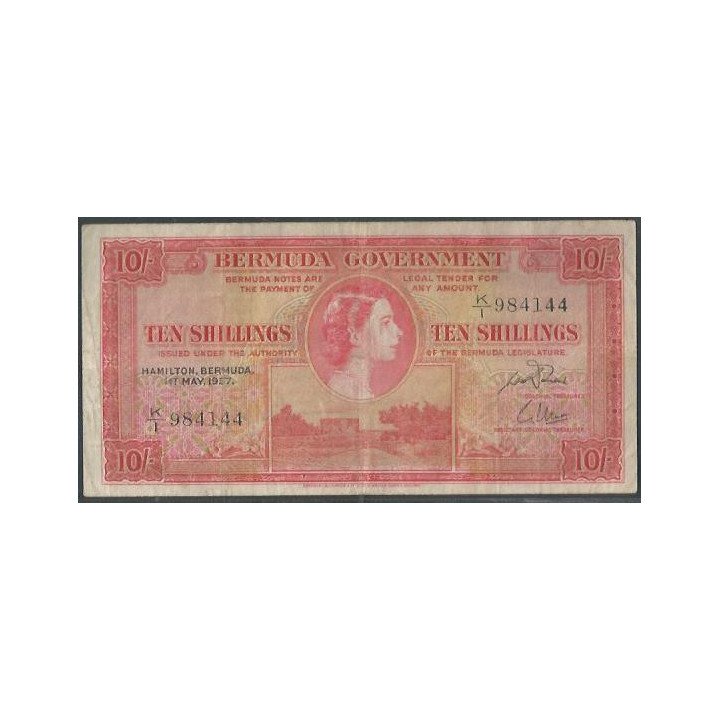 Bermuda 10 Shillings 1 May 1957 P19b