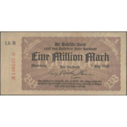 Alemania - Banco de Baden 1.000.000 Mark 7 Ago 1923 Ps912