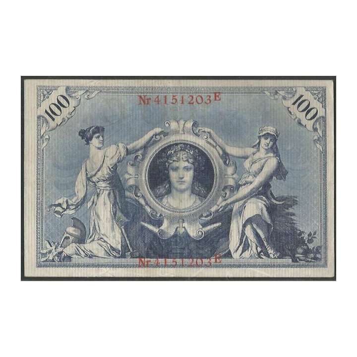 Alemania 100 Mark 7 Feb 1908 Serie roja P33 reverso