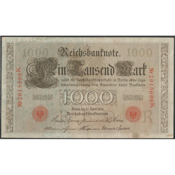 Alemania 1.000 Mark 21 Abr 1910 P44b