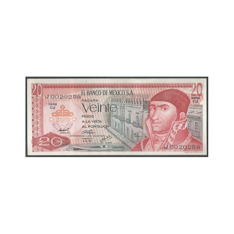 Mexico, 20 Pesos 8 Jul 1976 Serie CJ P64c
