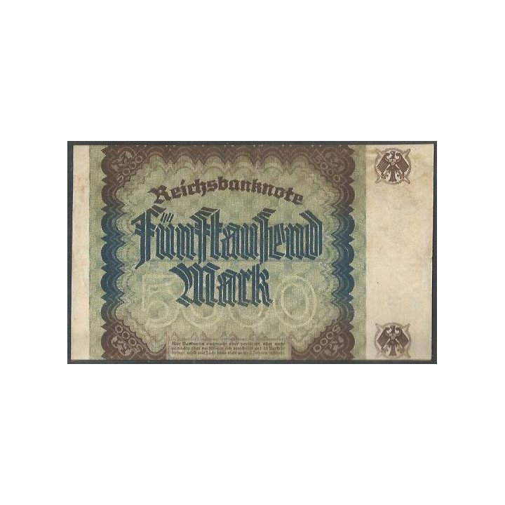 Alemania 5.000 Mark 2 Dic 1922 P81a reverso