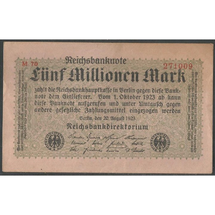 Alemania 5.000.000 Mark 9 Ago 1923 P105
