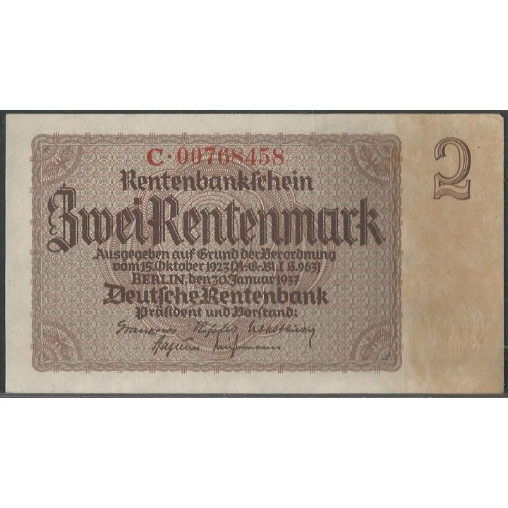 Alemania Weimar 2 Rentenmark 30 Ene 1937 P174b