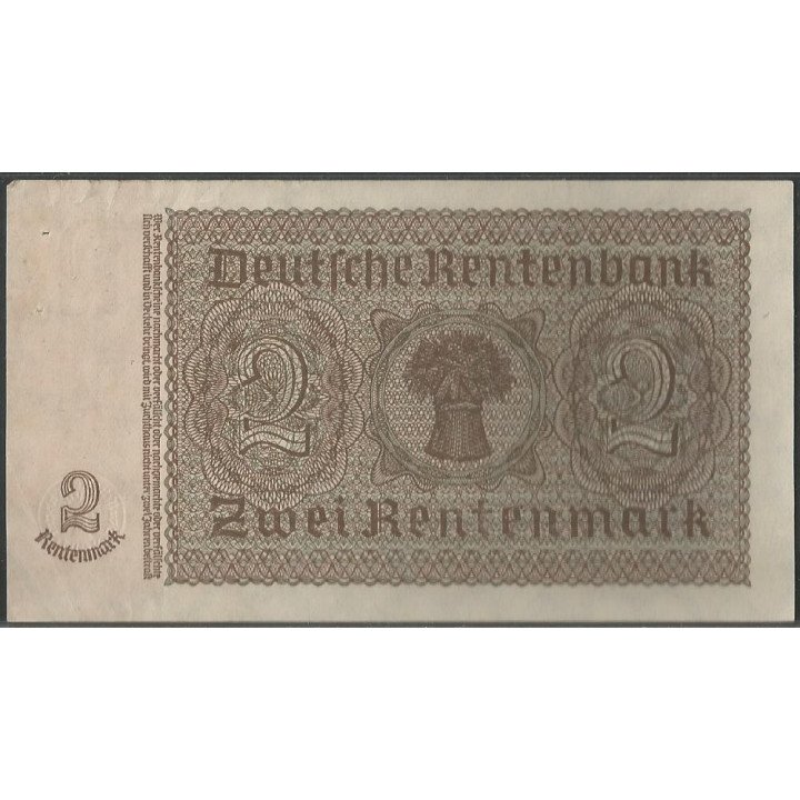 Alemania Weimar 2 Rentenmark 30 Ene 1937 P174b reverso