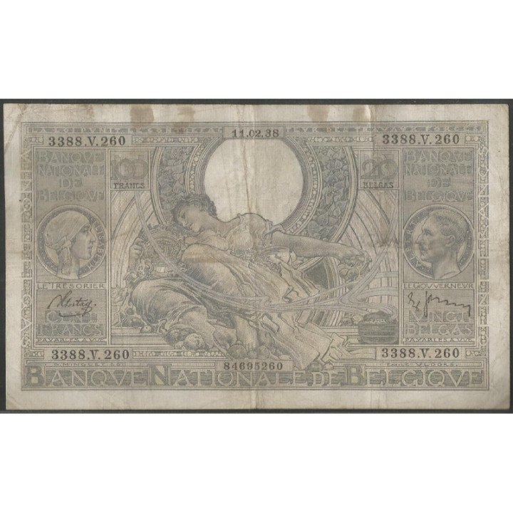 Belgica 100 Francs 11 Feb 1938 P107