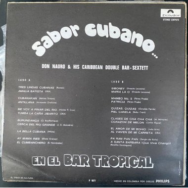 Don Nauro & his caribbean double bar sextett, Sabor Cubano - Colombia 1977