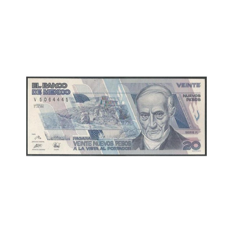 Mexico, 20 Nuevos Pesos 31 Jul 1992 Serie k P96