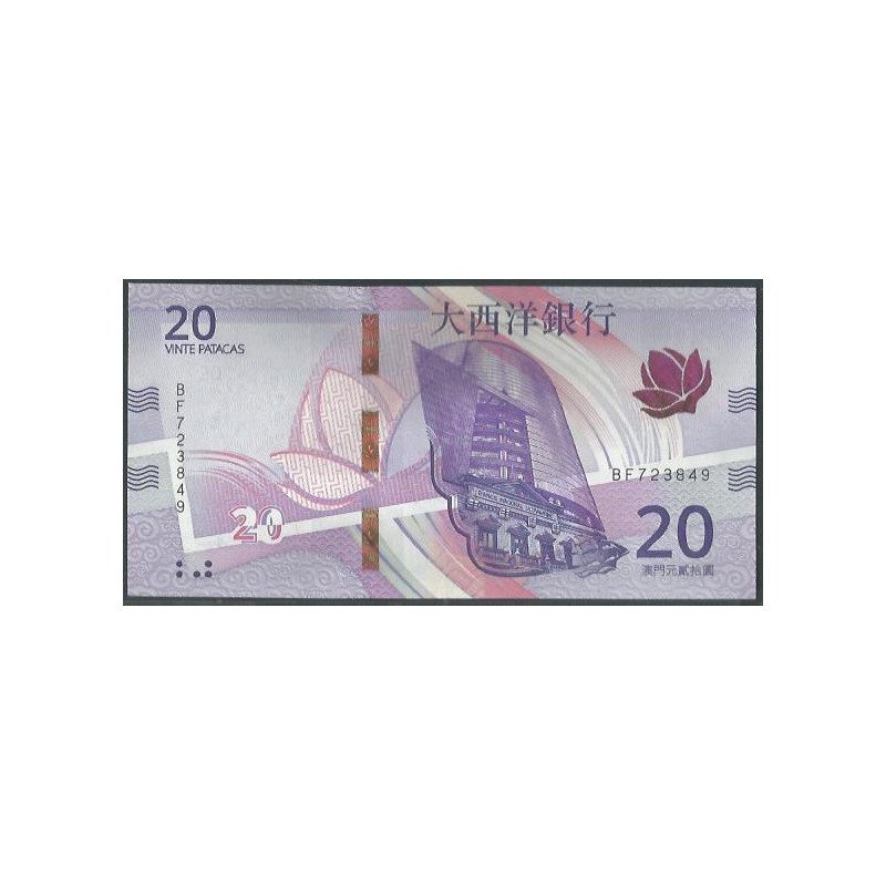 Macao - Banco Nacional Ultramarino, 20 Patacas 18 May 2020 P91