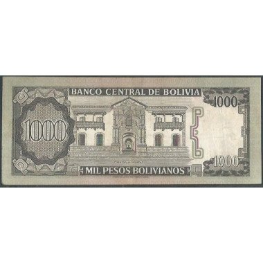 Bolivia, 1.000 Pesos Bolivianos D 25 Jun 1982 Serie F P167a