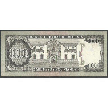 Bolivia, 1.000 Pesos Bolivianos D 25 Jun 1982 Serie U P167a