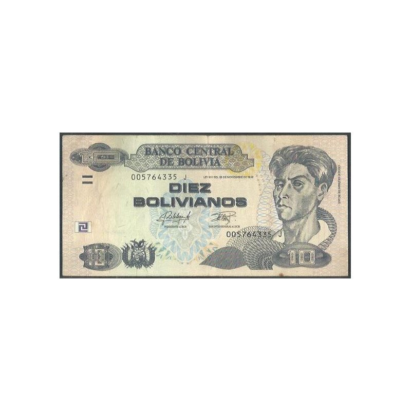 Bolivia, 10 Bolivianos L 1986 ND2015 Serie J P243