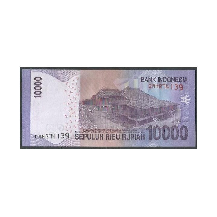 Indonesia 10.000 Rupias 2014 P150f reverso