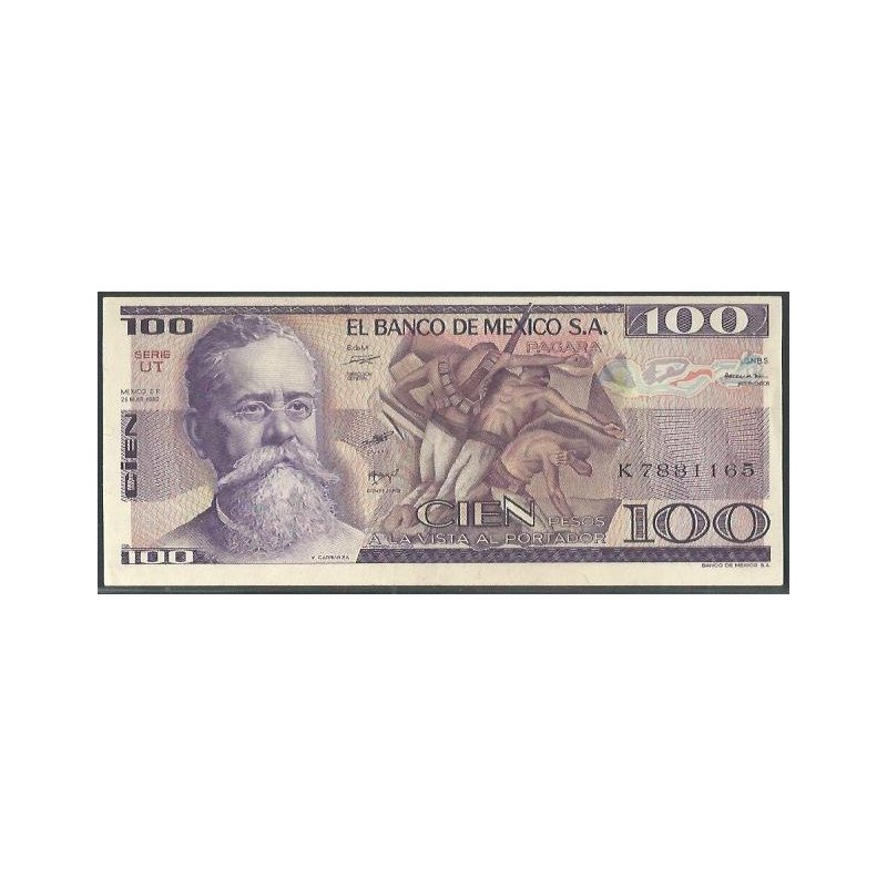 Mexico, 100 Pesos 25 Mar 1982 Serie UT P74c