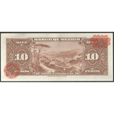 Mexico, 10 Pesos 20 Ago 1958 Serie HE P58e